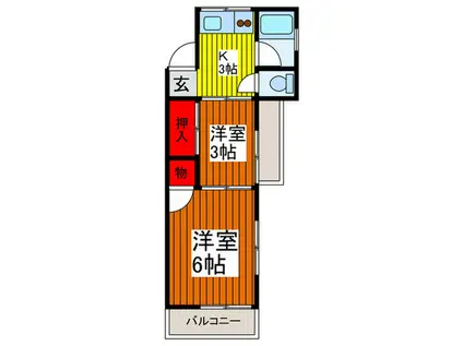 田崎マンション(2K/2階)の間取り写真