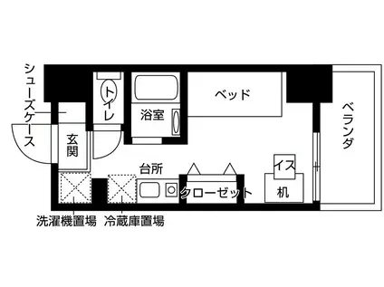 バウスクロス相模大野(ワンルーム/13階)の間取り写真