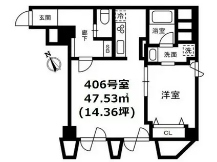 ロイヤル赤坂サルーン(1LDK/4階)の間取り写真