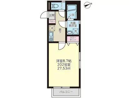 サンハイム花(1K/2階)の間取り写真