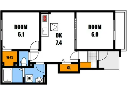 サン ヴィレッジ 宝谷(2DK/1階)の間取り写真