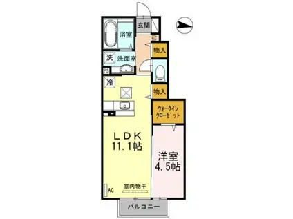 メゾン・ド・カメリア(1LDK/1階)の間取り写真