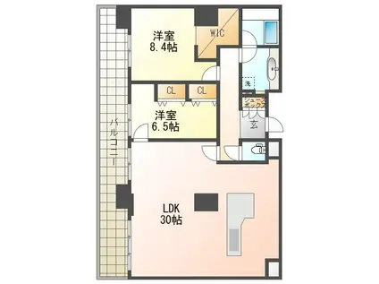 ザ・プレミア(2LDK/19階)の間取り写真