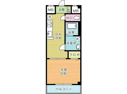 ナーセリK2(1DK/1階)の間取り写真