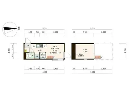 アンソレイユ中延(ワンルーム/1階)の間取り写真