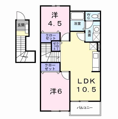 グランノ-バD棟(2LDK/2階)の間取り写真