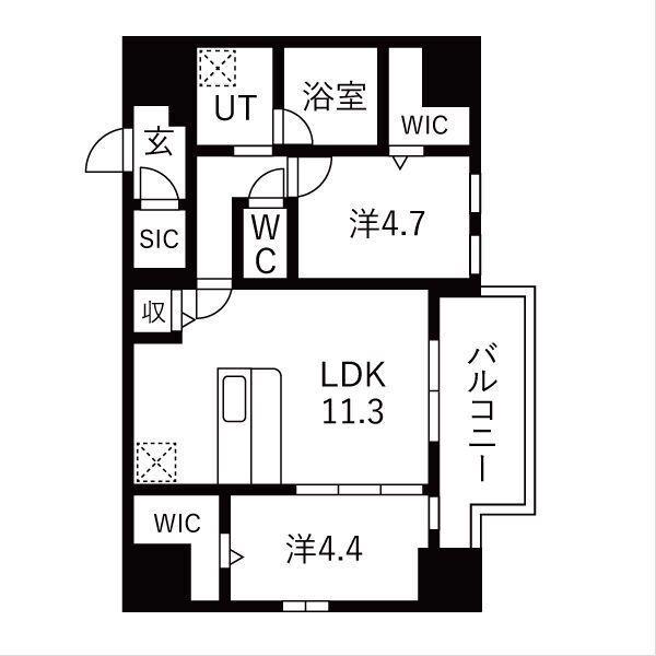 スプランディッドX(2LDK/8階)の間取り写真