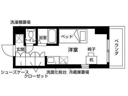ウエリスアイビー旗の台(ワンルーム/4階)の間取り写真