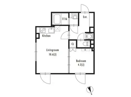 グランパセオ市谷仲之町(1LDK/3階)の間取り写真