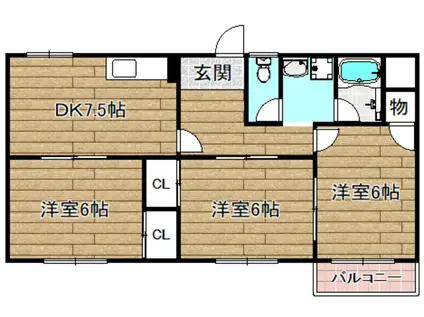 EST・グリーンハイツ(3LDK/2階)の間取り写真
