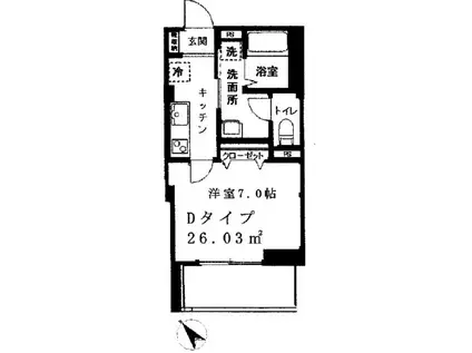 ハーモニーコート月島(1K/4階)の間取り写真