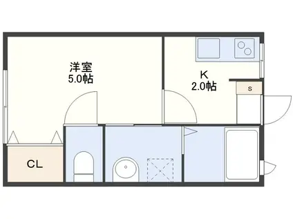 BLESSA(1K/2階)の間取り写真