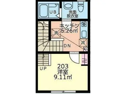 メゾンセレーヌ(1K/2階)の間取り写真
