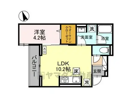 RE TORSIA南大通(1LDK/1階)の間取り写真