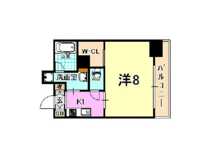 レジディア神戸元町(1K/3階)の間取り写真