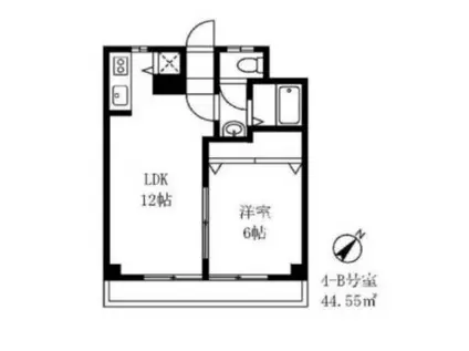 晴美ビル(1LDK/4階)の間取り写真