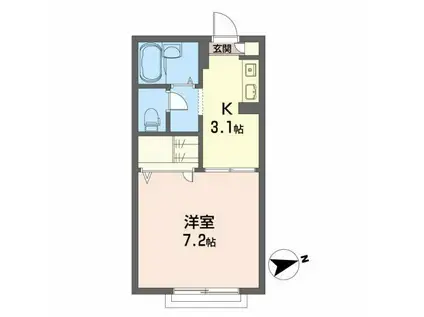 シャーメゾングリーンヒルズ(1K/1階)の間取り写真