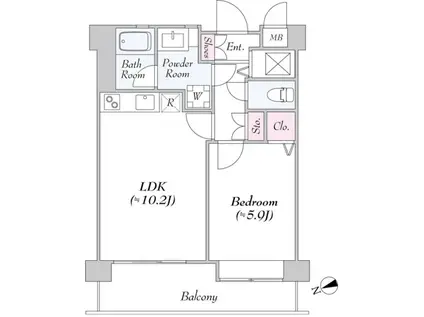 DAIWA芝浦ビル ダイワ芝浦ビル(1LDK/10階)の間取り写真