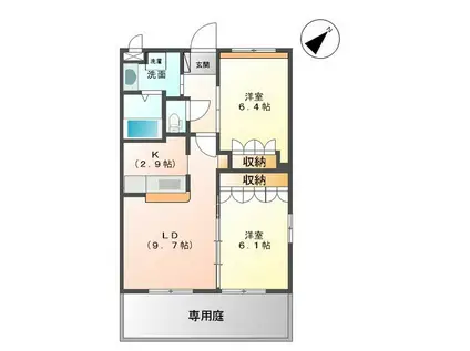 ブレス・シャイン・アール(2LDK/1階)の間取り写真