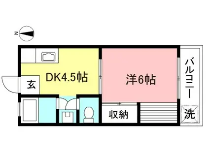 第2松美荘(1DK/1階)の間取り写真