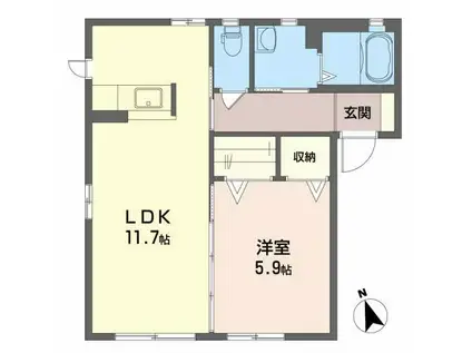 クラヴィエ南昭和 B棟(1LDK/1階)の間取り写真