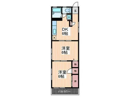 メゾンあきC棟(2DK/2階)の間取り写真