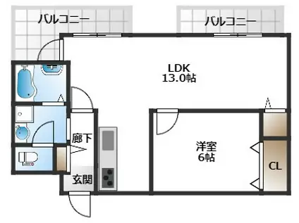 グリーンロータスII(1LDK/4階)の間取り写真