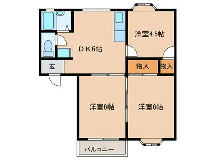 アネックス オガワ B棟(3DK/1階)の間取り写真