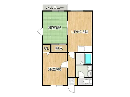 ハイツエトワールB(2DK/2階)の間取り写真