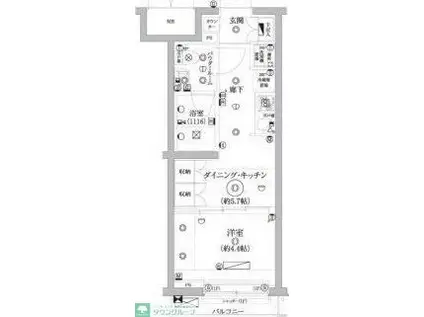 セジョリ鵜の木(1DK/1階)の間取り写真