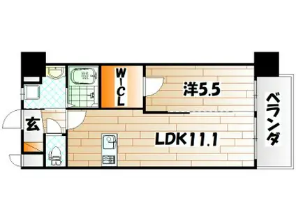 アクシオ北九州(1LDK/7階)の間取り写真