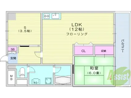 ダイアパレス八幡(1SLDK/3階)の間取り写真