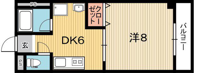 ソワール西秦I(1K/4階)の間取り写真