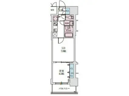 スプランディッド上本町ウエストII(2K/10階)の間取り写真