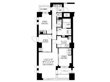 PROUD恵比寿 プラウド恵比寿(3LDK/6階)の間取り写真
