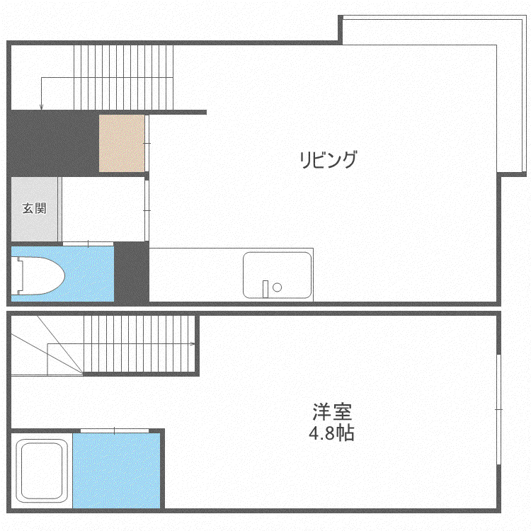 ピーチハウス(1DK/2階)の間取り写真