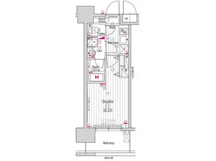 グランド・ガーラ川崎西口(1K/15階)の間取り写真
