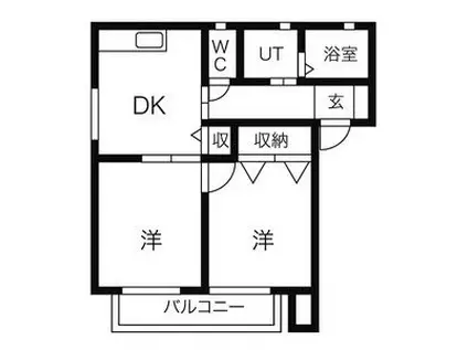 サウスアベニュー・エヌ(2DK/2階)の間取り写真