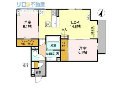 フルール(2LDK/1階)の間取り写真