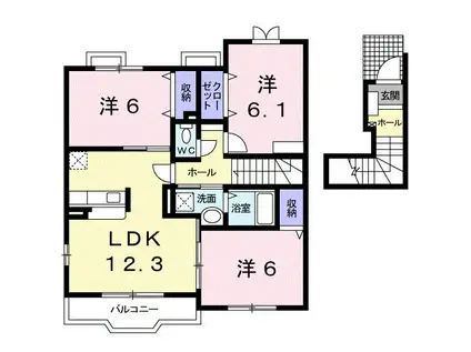 サンフローラIII(3LDK/2階)の間取り写真