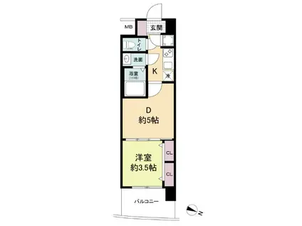 セレニテ神戸ミラクノール(2K/6階)の間取り写真