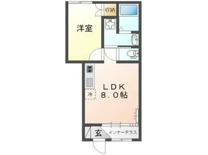 ソラール楓(1LDK/1階)の間取り写真