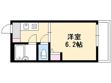 ウエストヒル(1K/2階)の間取り写真