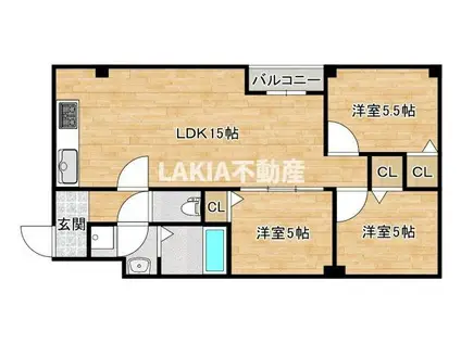 HIT KITATANABE SIX(3LDK/3階)の間取り写真