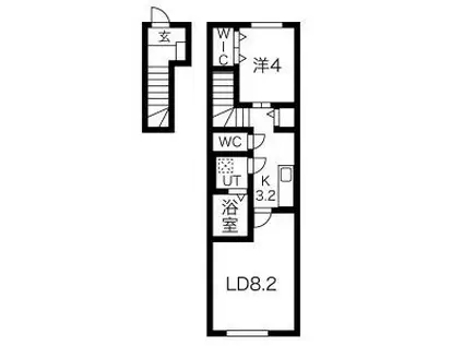 ＪＲ東北本線 北上駅 徒歩43分 2階建 築3年(1LDK/2階)の間取り写真