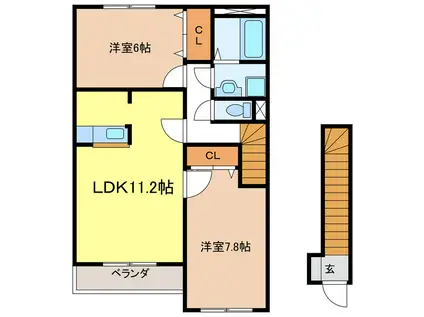 サンコート ウイング(2LDK/2階)の間取り写真