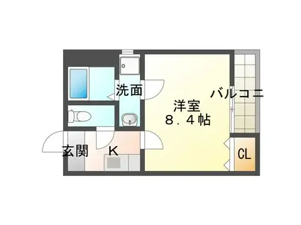 クレフラスト葵西A(1K/2階)の間取り写真