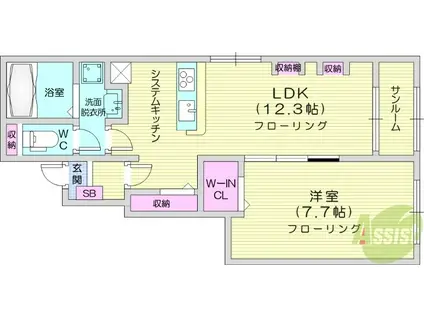 エトワール A(1LDK/1階)の間取り写真