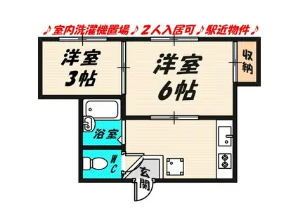 蒲生マンション(2DK/4階)の間取り写真