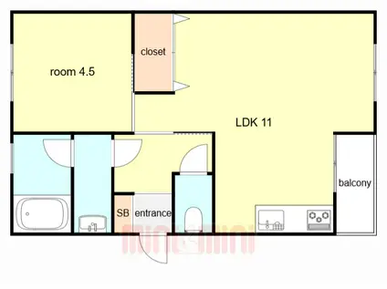 サンハイツ大谷(1LDK/3階)の間取り写真